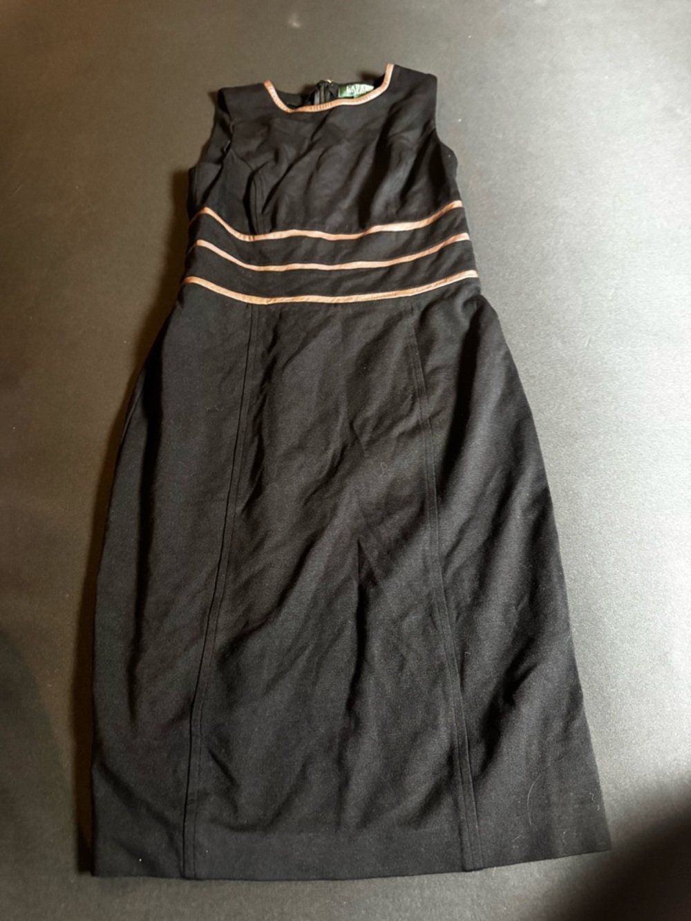 Lauren Ralph Lauren Black Dress Brown Trim Minimalist Professional